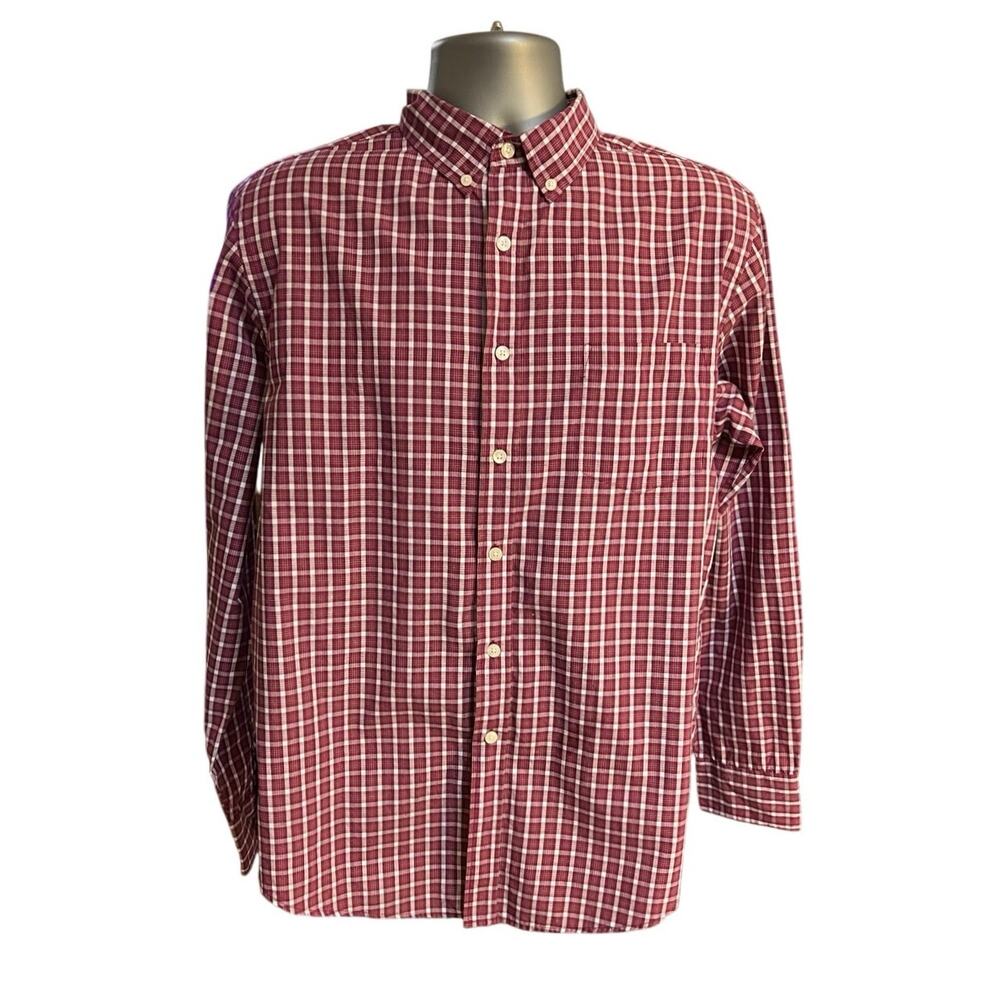 Narragansett Traders Red and White Checked Long Sleeve Cotton Button Down Size L